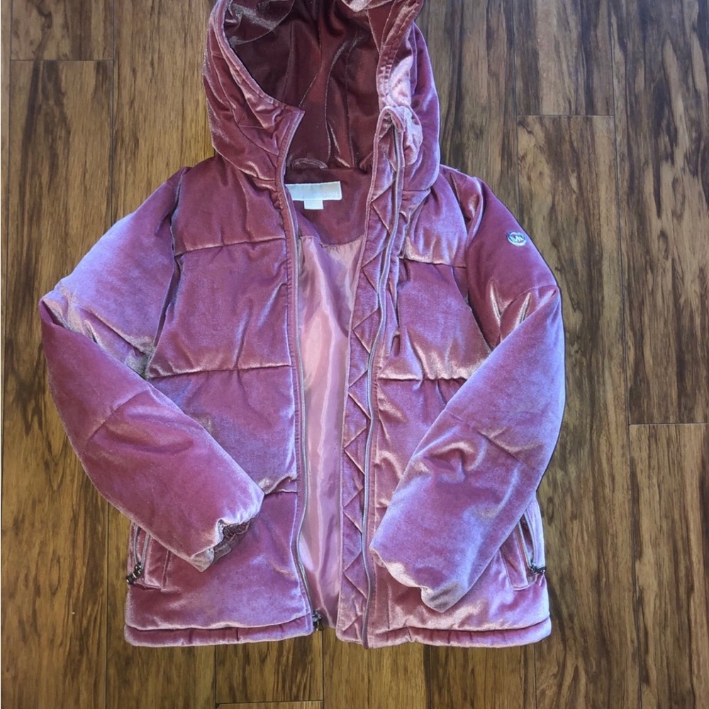 Michael Kors Kids Velvet Puffer Jacket in Pink